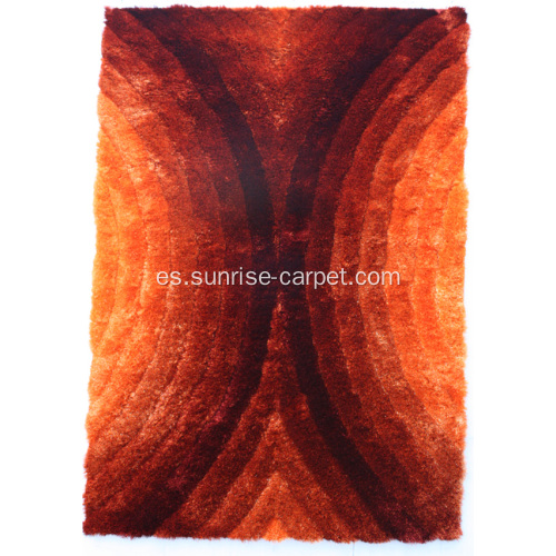 Rojo y naranja poliéster color alfombra 3D